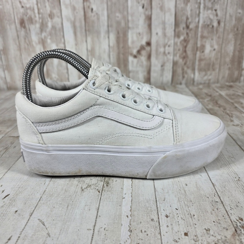 Vans Old Skool Stacked Platform Sneakers Womens 6.5 True White Canvas